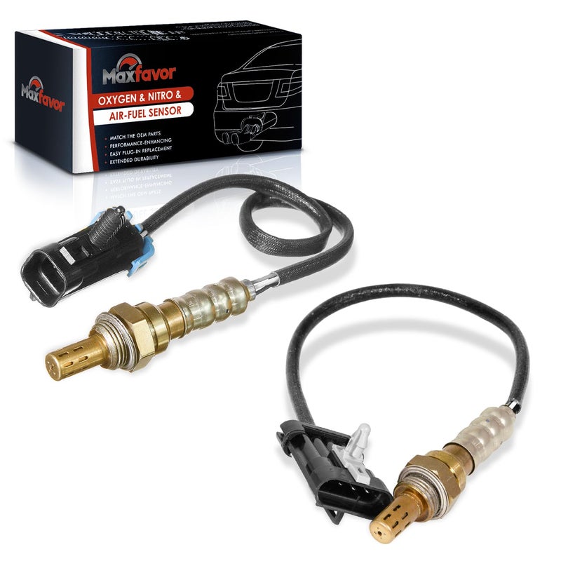 Maxfavor 2Pcs Upstream Downstream O2 Oxygen Sensor Replacment for 2000 1999 1998 1997 1996 Chevy Tahoe 5.7L Trans Code 4L60E, 1998-2002 Express 1500/2500 5.0L 234-4012 x1 234-4018 x1 02 Sensor - Image 1